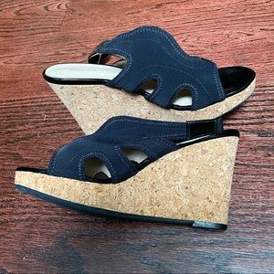 Adrienne vittadini black sling back wedges